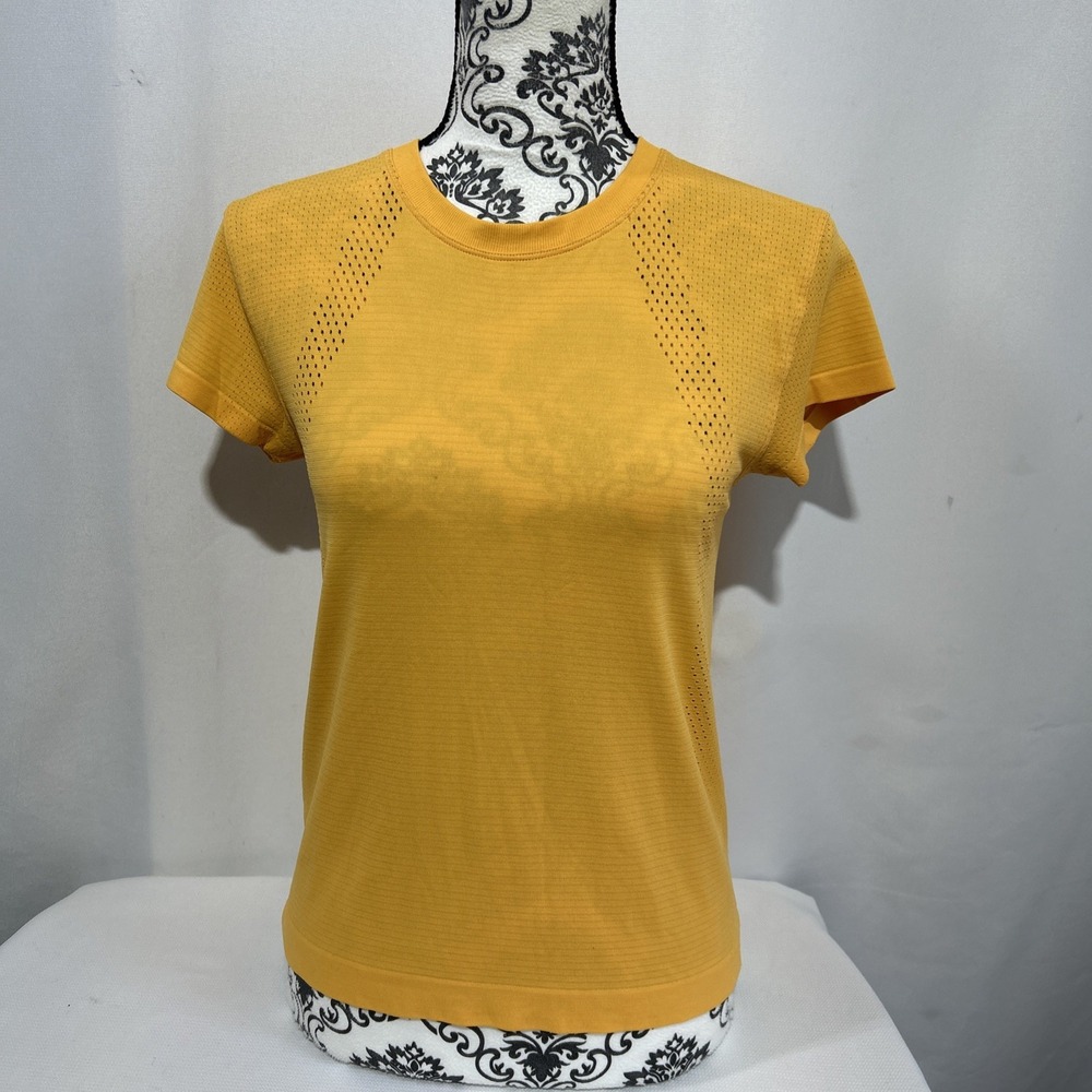 Lululemon Swiftly Tech  Shirt Women Size 4 Your Best Is Best Orange Yellow
